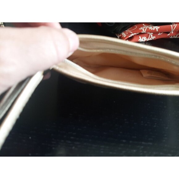 Ralph Lauren Canvas beige Gold Cosmetic Wristlet Wallet - Picture 3 of 4